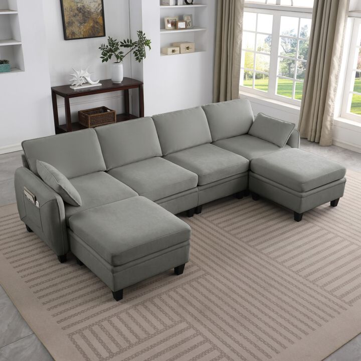 Degvex Chenille Modular U‑Shaped Sectional Sofa