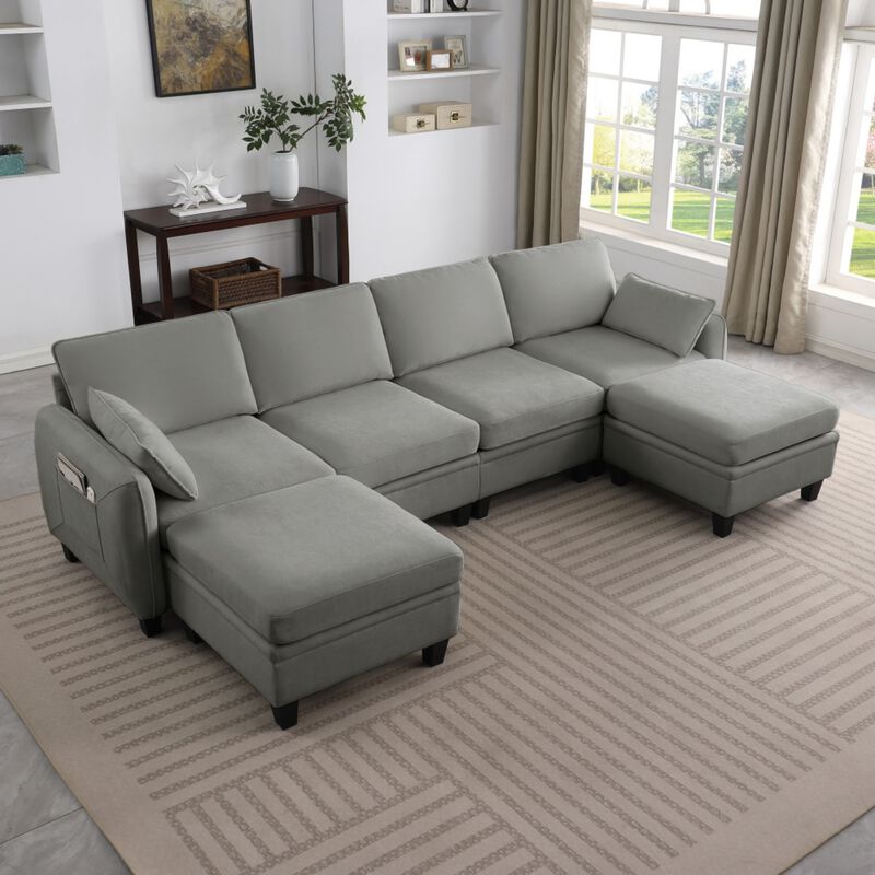 Degvex Chenille Modular U‑Shaped Sectional Sofa image number 1