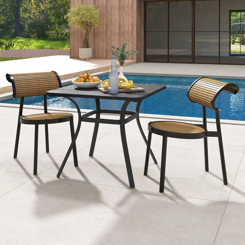 Patio Dining Table – Metal Square Table with 4 Curved Legs for Outdoor Dining