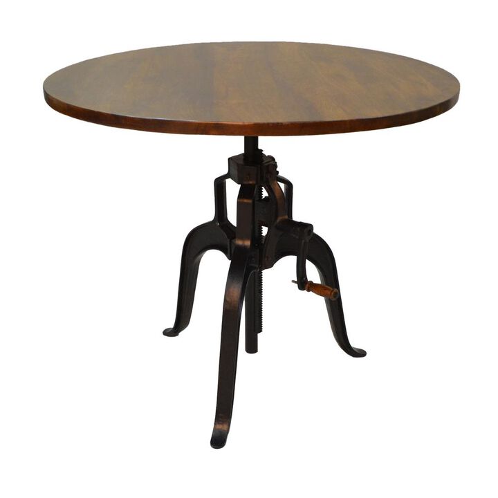 Carolina Living Bentley Adjustable Crank Table - Chestnut Top - Black Base