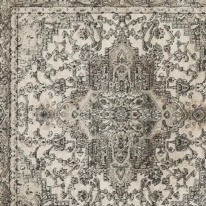 HomeRoots Square Medallion Power Loom Distressed Area Rug