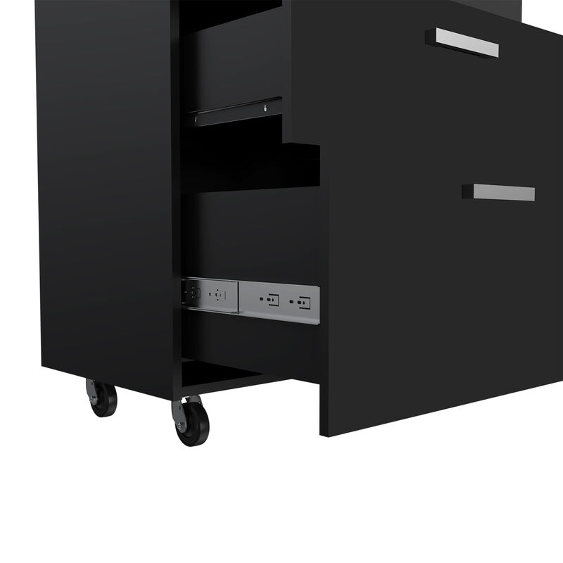 DEPOT E-SHOP Danbury Storage Cabinet Drawer, Three Drawers, Top Surface, Four Casters, Black