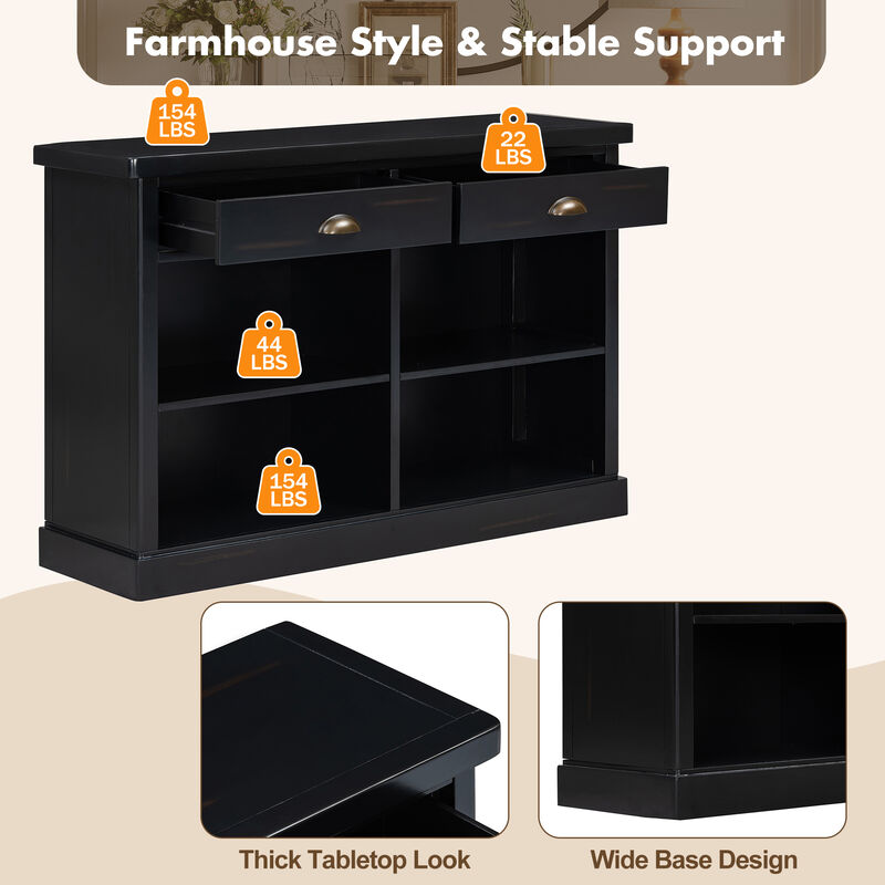 Hegrer 2 Drawers and Open Storage Shelves  Console Table image number 4