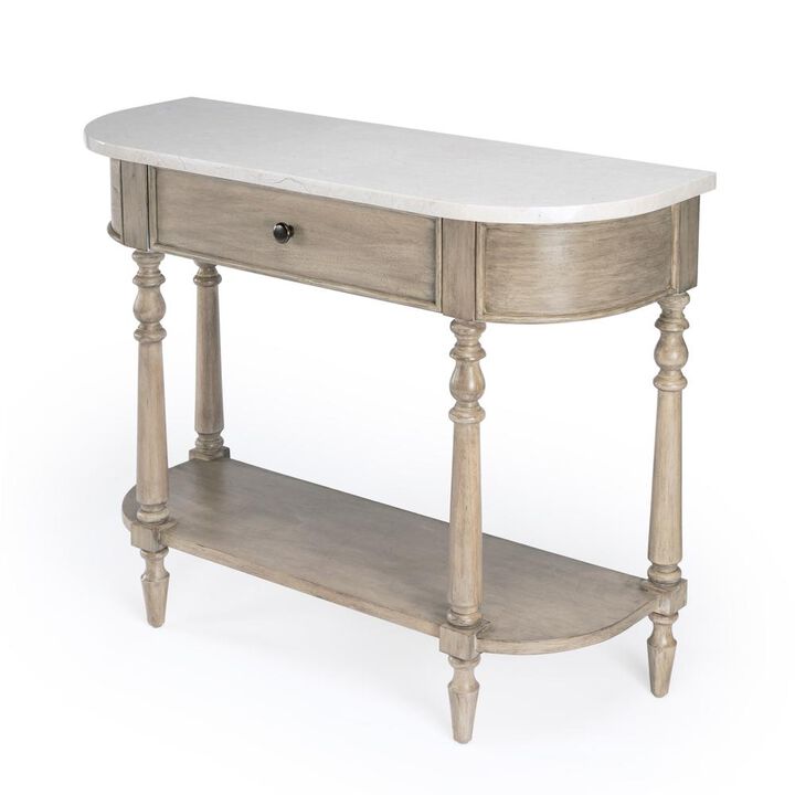 Butler Specialty Danielle Marble 40 one- drawer Console Table, Tan/Beige
