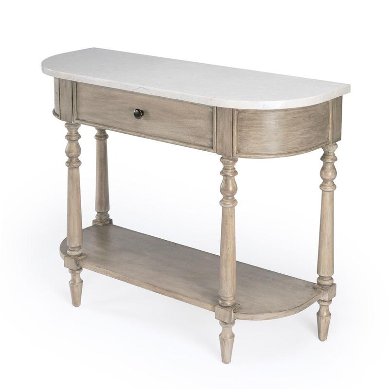 Butler Specialty Danielle Marble 40 one- drawer Console Table, Tan/Beige