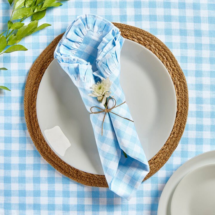 Linen Dinner Napkins - Gingham Ruffle
