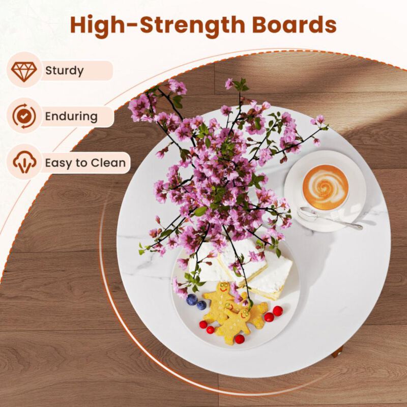 Hivvago Round End Table 2-Tier Side Table with Removable Fabric Basket and Metal Frame