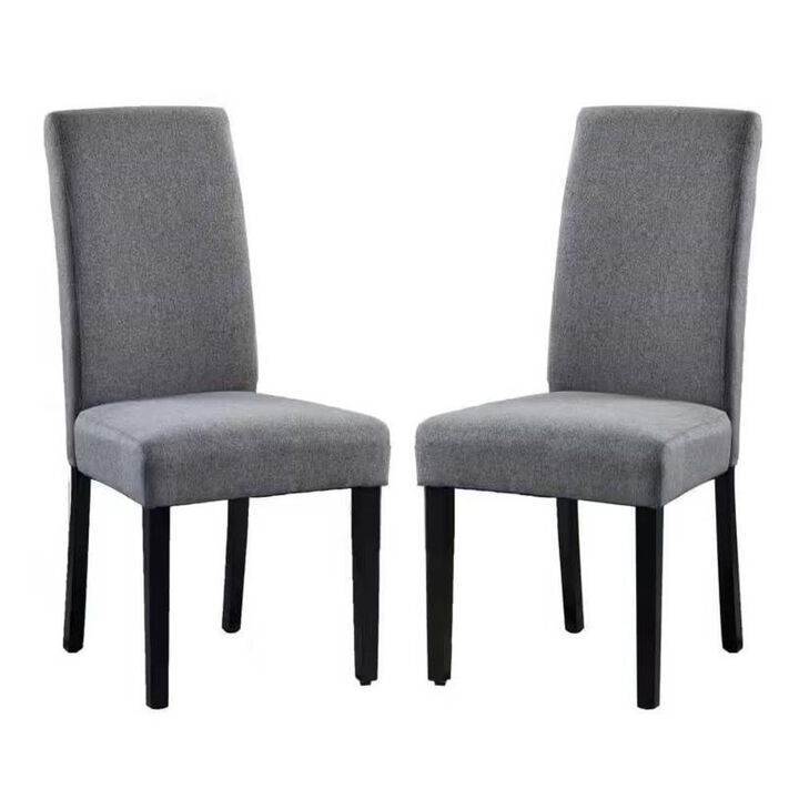 Hivvago Set of 2 Modern Grey Fabric Upholstered Dining Chair with Black Wood Legs