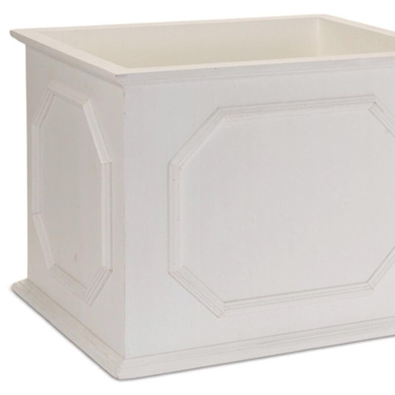 HomeRoots Set of Three White Wood Geometric Rectangular Planter Boxes image number 3
