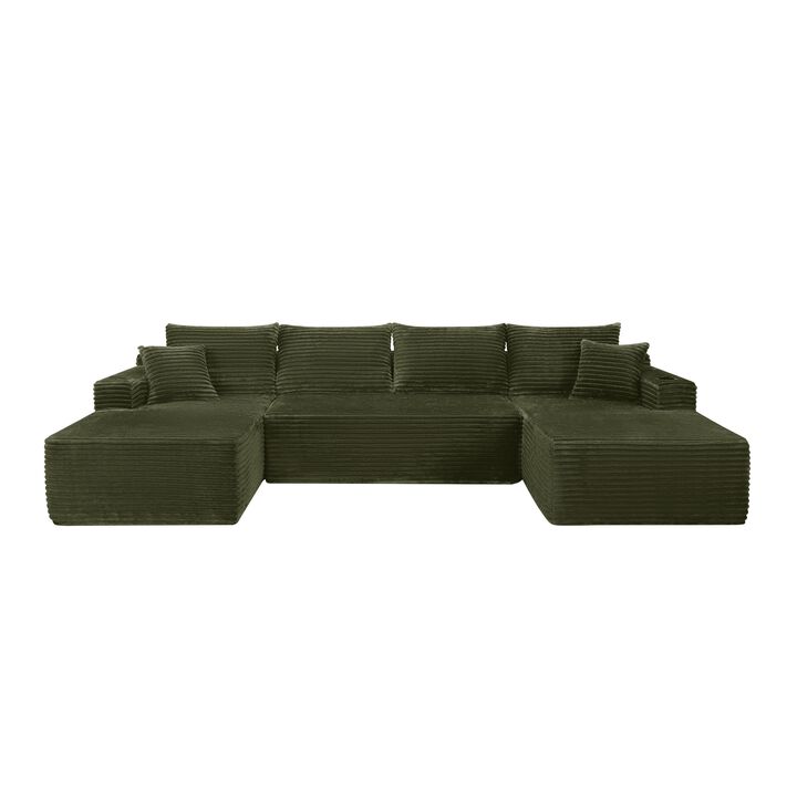 Numvim Corduroy U‑Shape Cloud Modular Sectional Sofa
