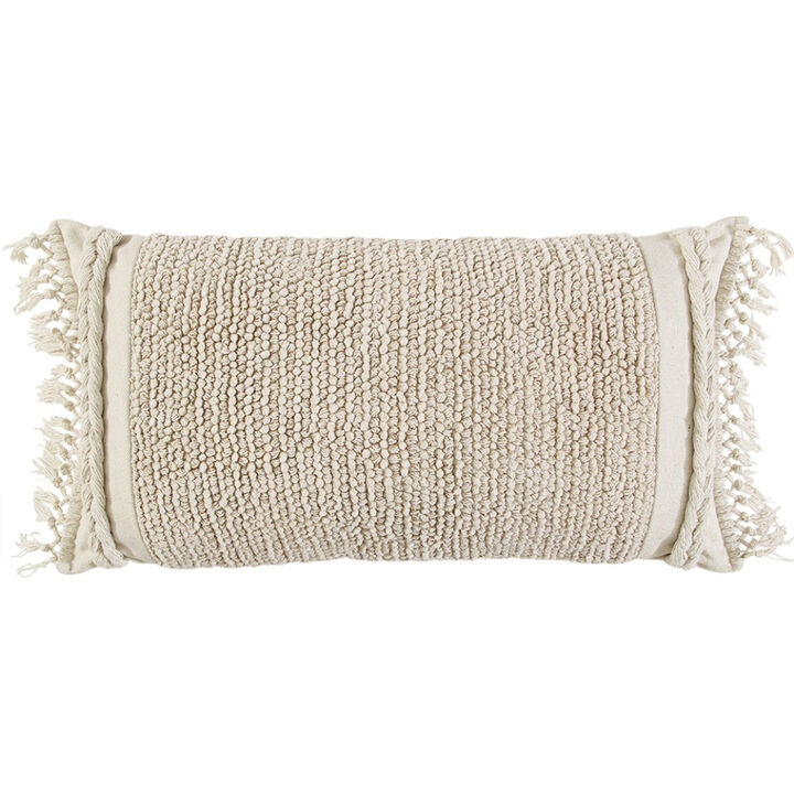 Decorative Braided Stripe Macrame Lumbar Pillow &ndash; Accent Cushion for Couch, Sofa, or Bedroom