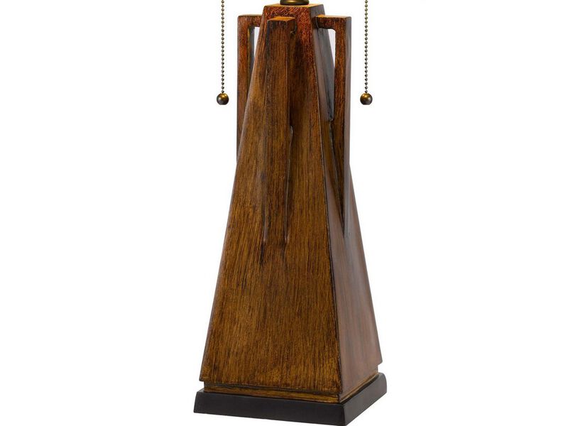 Table Lamp with Tiffany Shade and Geometric Design, Multicolor - Benzara