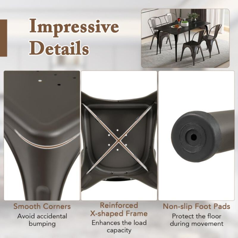Hivvago Metal Dining Chairs Set of 4 with Removable Backrest for Dining Room Restaurant Living Room
