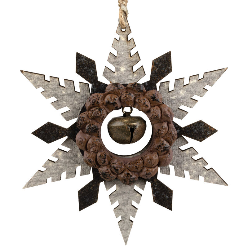 6" Brown and Beige Pointed Snowflake Christmas Ornament image number 5