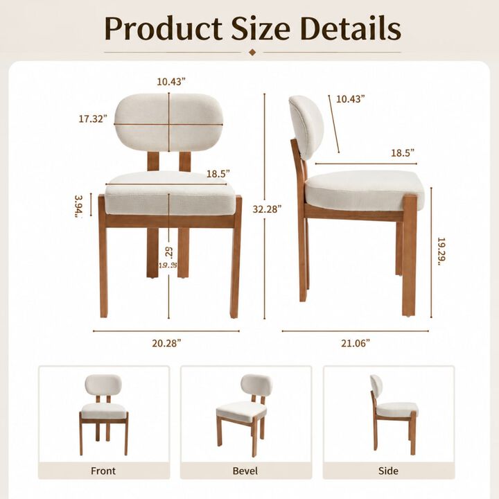 GOODSILO Mid-Century Modern Upholstered Wooden Dining Chairs Set of 2, Sturdy Space-Saving Seating for Kitchen and Dining Room Small Spaces