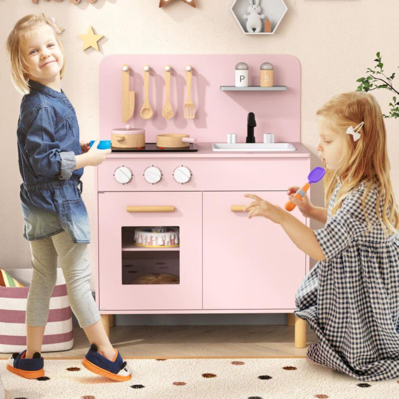 Hivvago Kids Kitchen Playset with Cooking Accessories and Storage