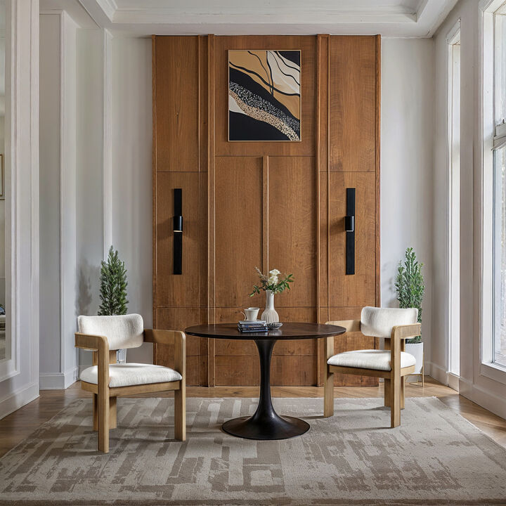 Meridian Furniture Sacha Cream Linen Textured Fabric Dining Chair, Set of 2