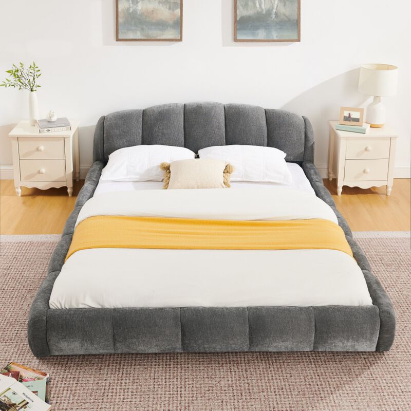 Nefjad Chenille Upholstered Platform Bed Frame image number 8