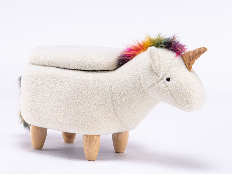Multicolored Unicorn Storage Ottoman