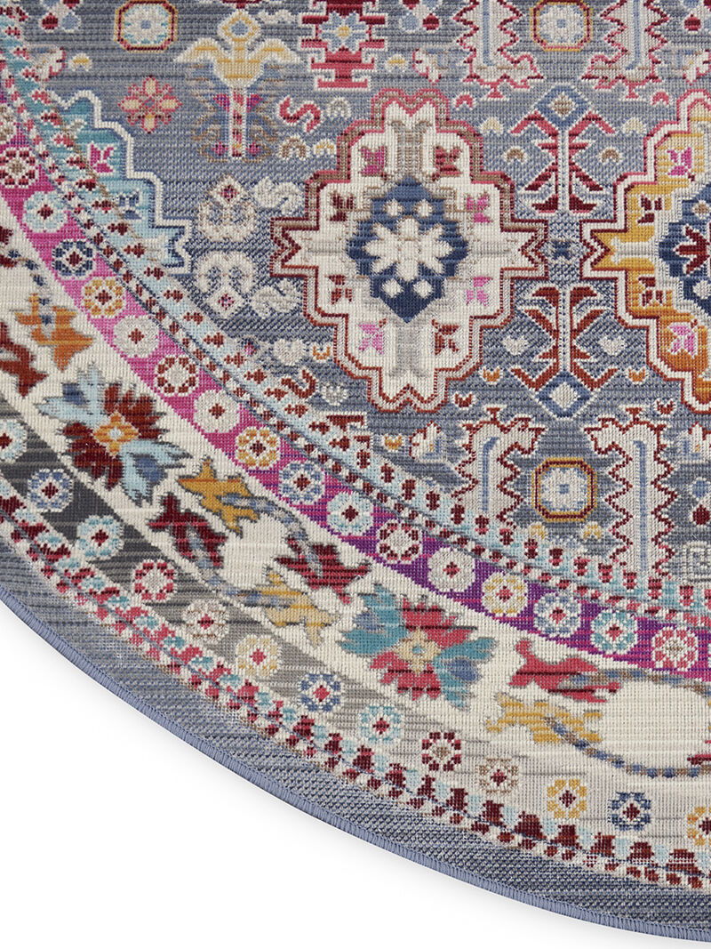 Vintage Kashan VKA05 Gray/Multicolor 4' x Round Rug