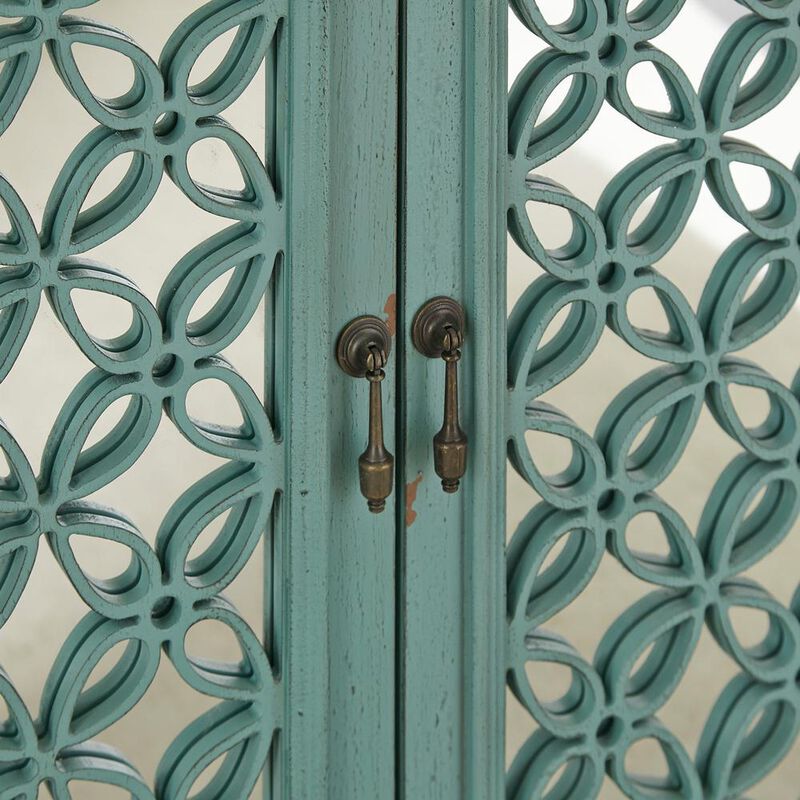 Liberty Furniture Kensington 2 Door Accent Cabinet in Turquoise w/ Worn Wood Tone Top image number 5