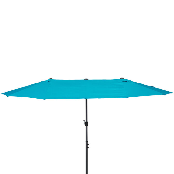 15' Outdoor Double Sided Market Patio Umbrella  Steel Rectangular