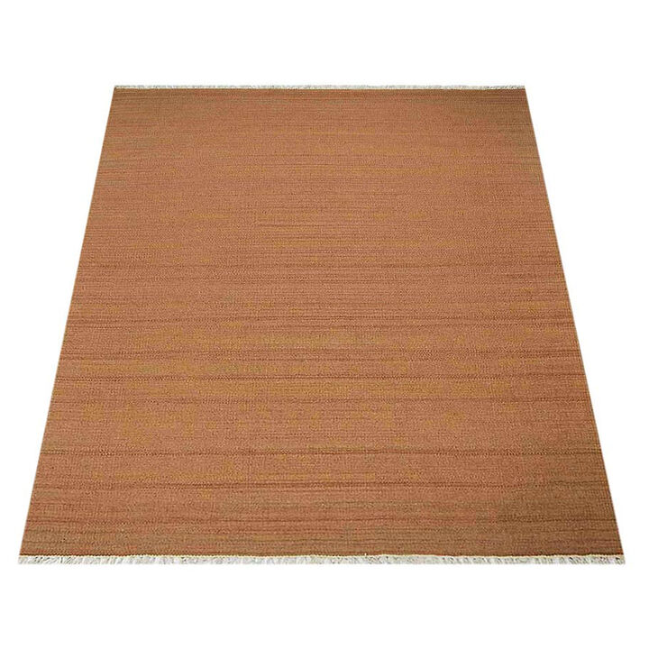 RUGSOTIC CARPETS HAND WOVEN FLAT WEAVE KILIM WOOL ECO-FRIENDLY AREA RUGS  -Orange Color, Solid Plain Design, Low Pile  Handmade Rugs for Living Room, Bed Room (D00111)
