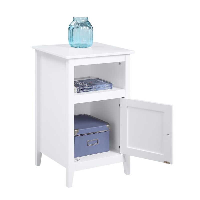 Convenience Concepts Designs2Go End Table with Storage Cabinet and Shelf, White