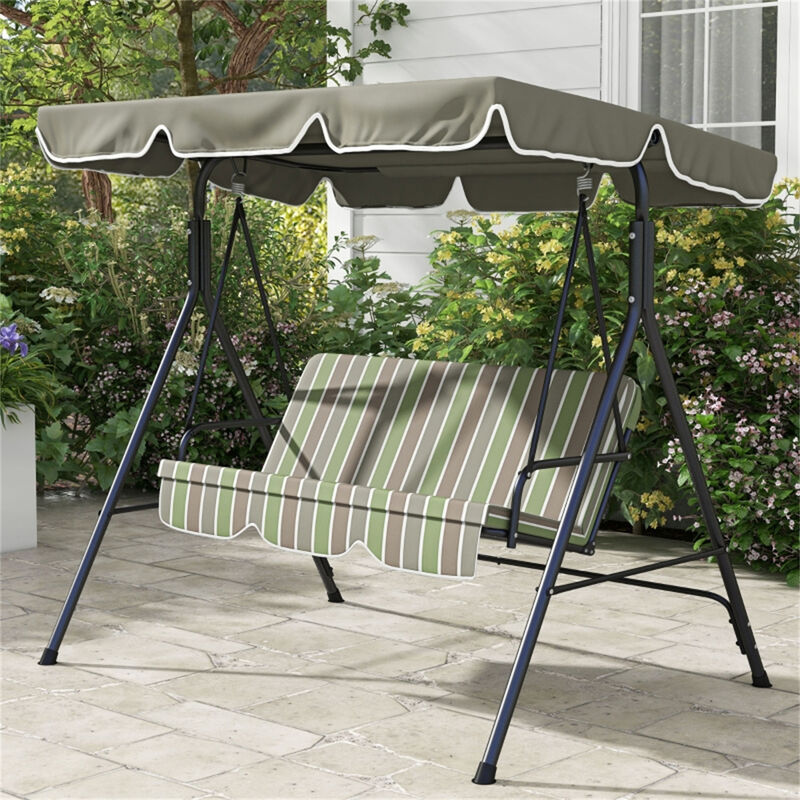 3-Seat Outdoor Swing Chair, Comfortable Patio Swing with Canopy for Yard & Terrace image number 5