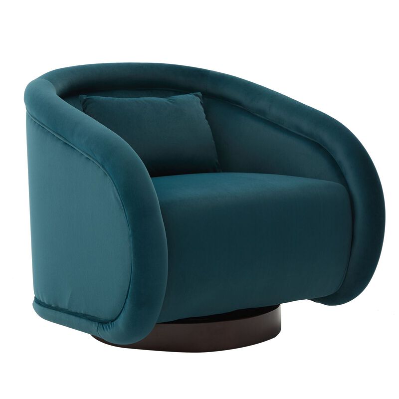 Envelor Luxury Boucle Velvet 360&deg; Swivel Barrel Accent Chair image number 0
