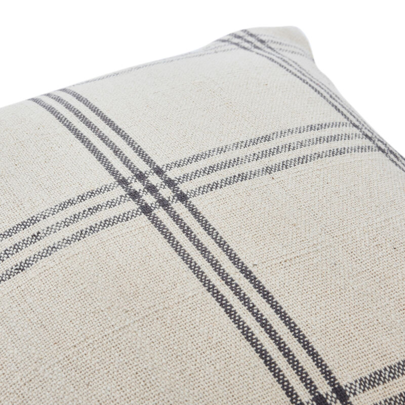 Square Plaid Cotton Pillow Cover, Grey image number 2