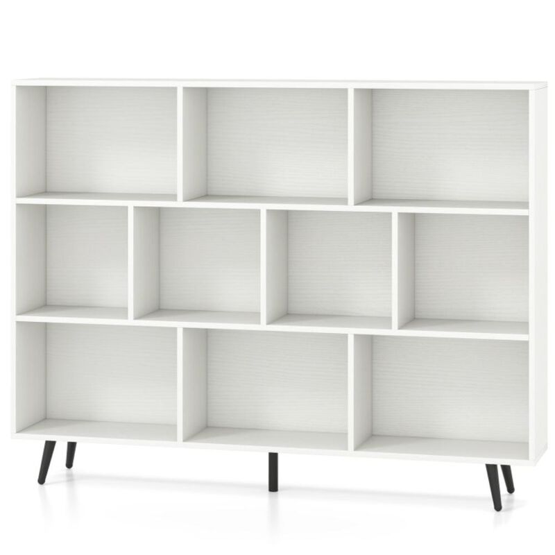 Hivvago Bookcase with 5 Tapered Metal Legs-10 Cubes