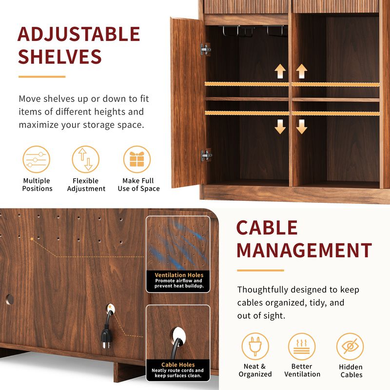 Vattof Modern Fluted Bar Cabinet image number 6