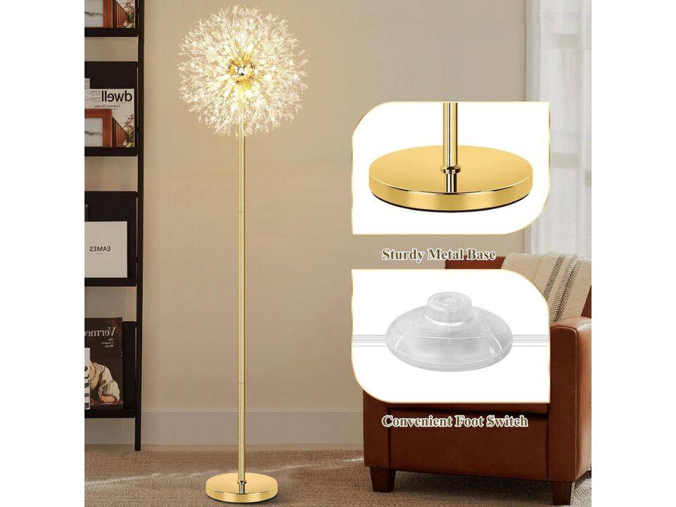 Gold Crystal Floor Lamp 69 Inch Modern Standing Light with K9 Crystals