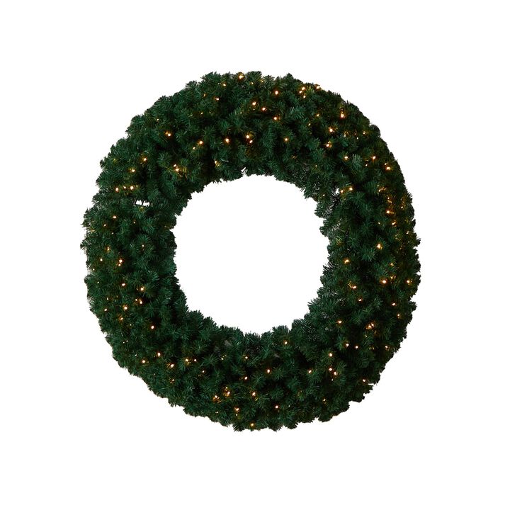 Hivvago 48" Large Artificial Christmas Wreath with 714 Bendable Branches and 200 Warm White LED Lights