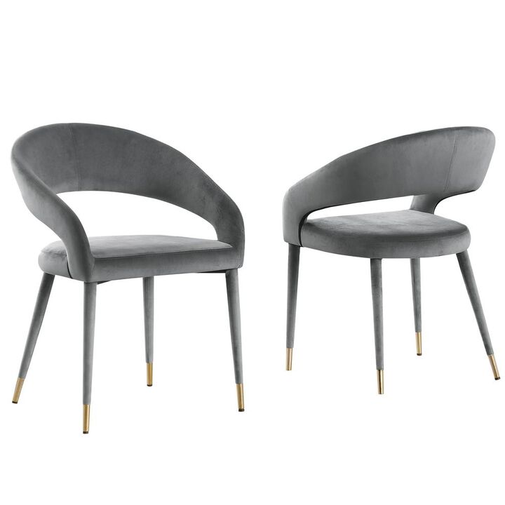 Jacques Velvet Gray Dining Chairs (Set of 2)
