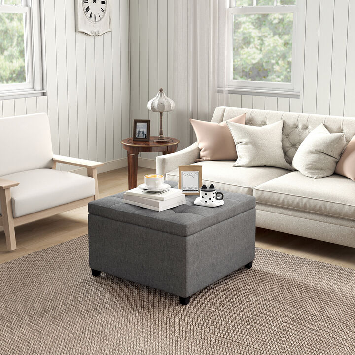 Hivvago Button Tufted Round Ottoman with Storage