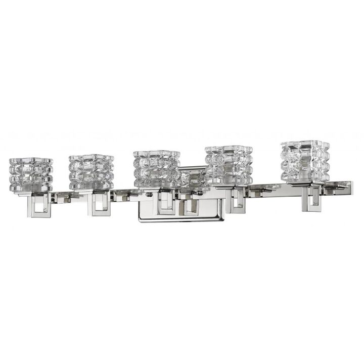 Hivvago Coralie 5-Light Polished Nickel Sconce With Pressed Crystal Shades