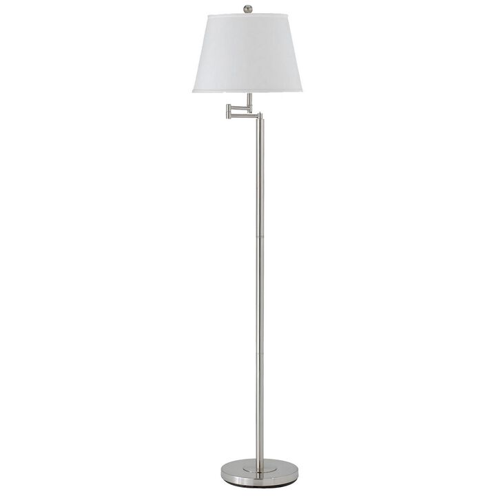 Metal Round 3 Way Floor Lamp with Spider Type Shade, Silver and White-Benzara