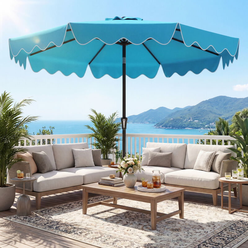 9 Feet Patio Umbrella with Weighted Base and Sandbags image number 3