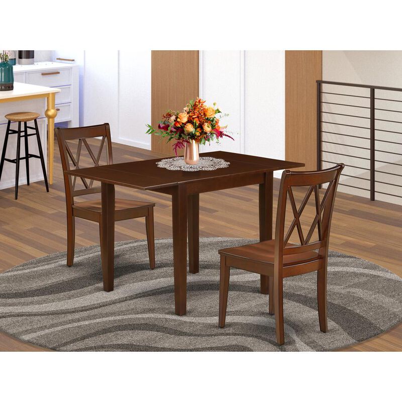 East West Furniture Dining Room Set Mahogany, NDCL3-MAH-W