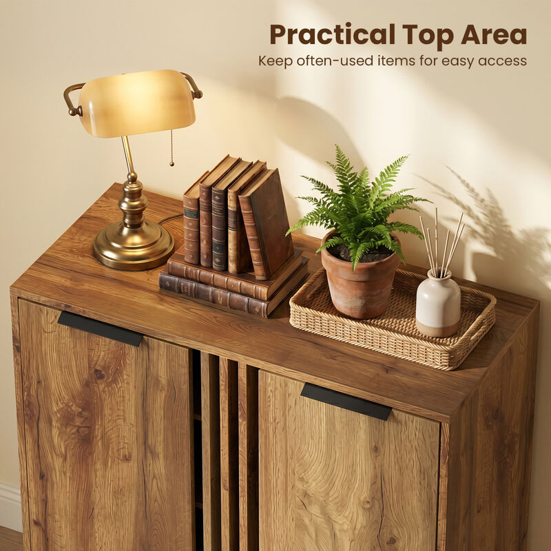 Modern 4-Tier Shoe Storage Cabinet with 2 Doors Organizer image number 5