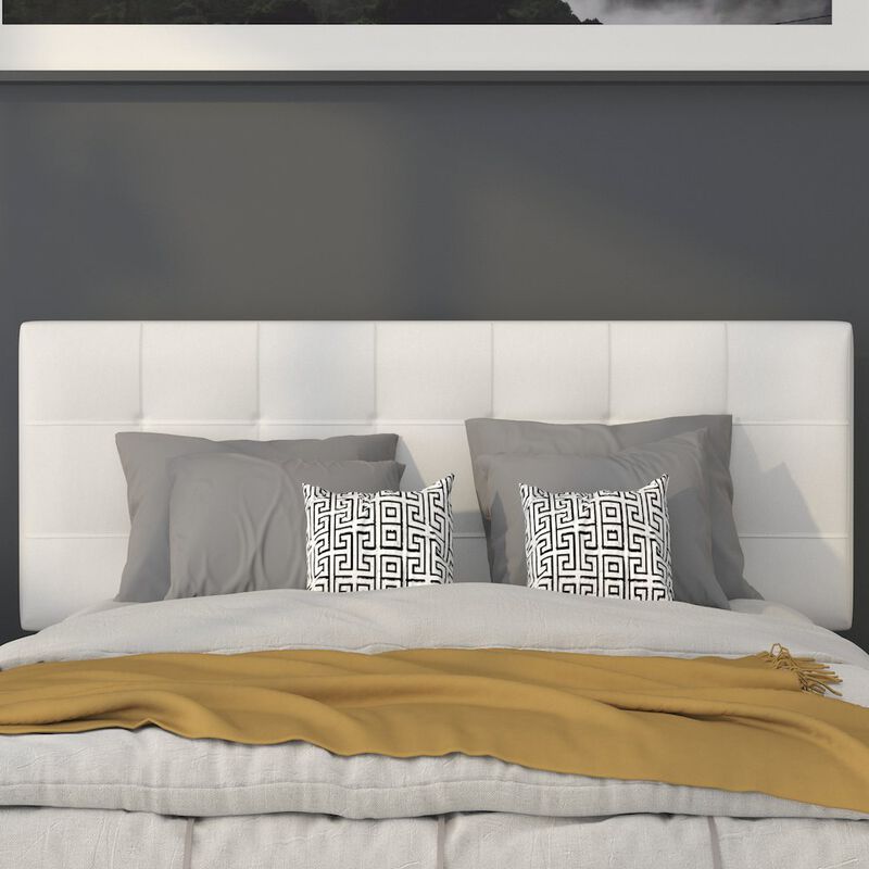 Flash Furniture Tufted Upholstered Full Size Headboard in White Fabric image number 7