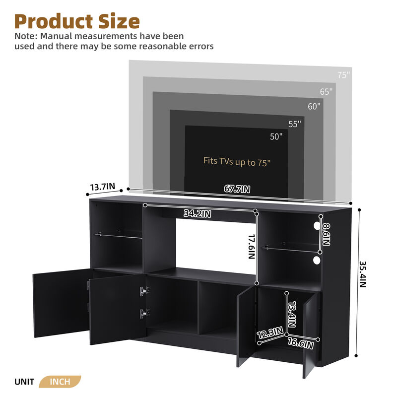 Merax High Gloss TV Stand with LED Lights