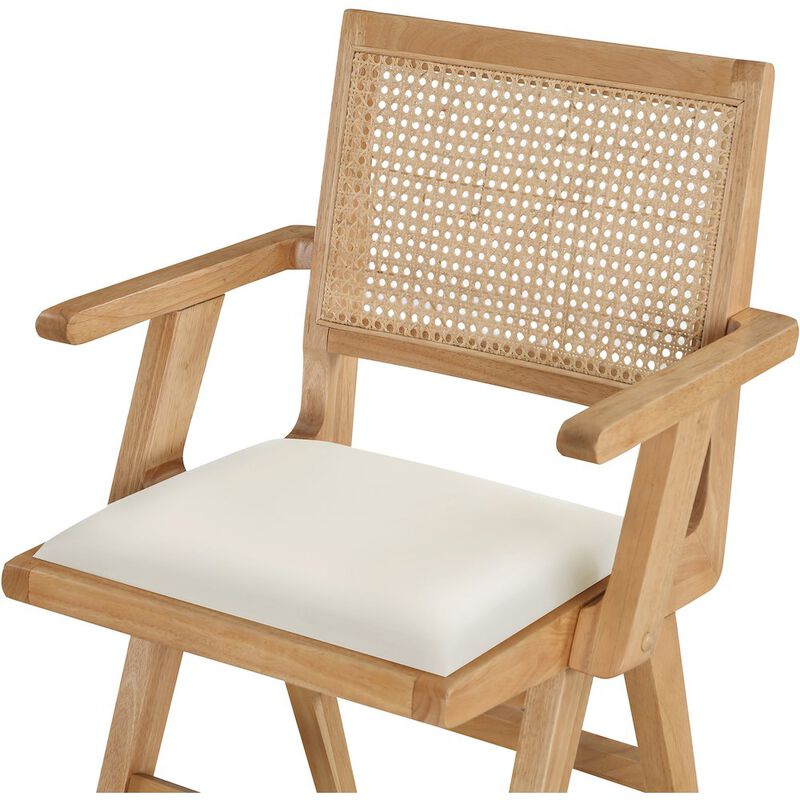 Meridian Furniture Abby Cream Vegan Leather Dining Arm Chair, Set of 2