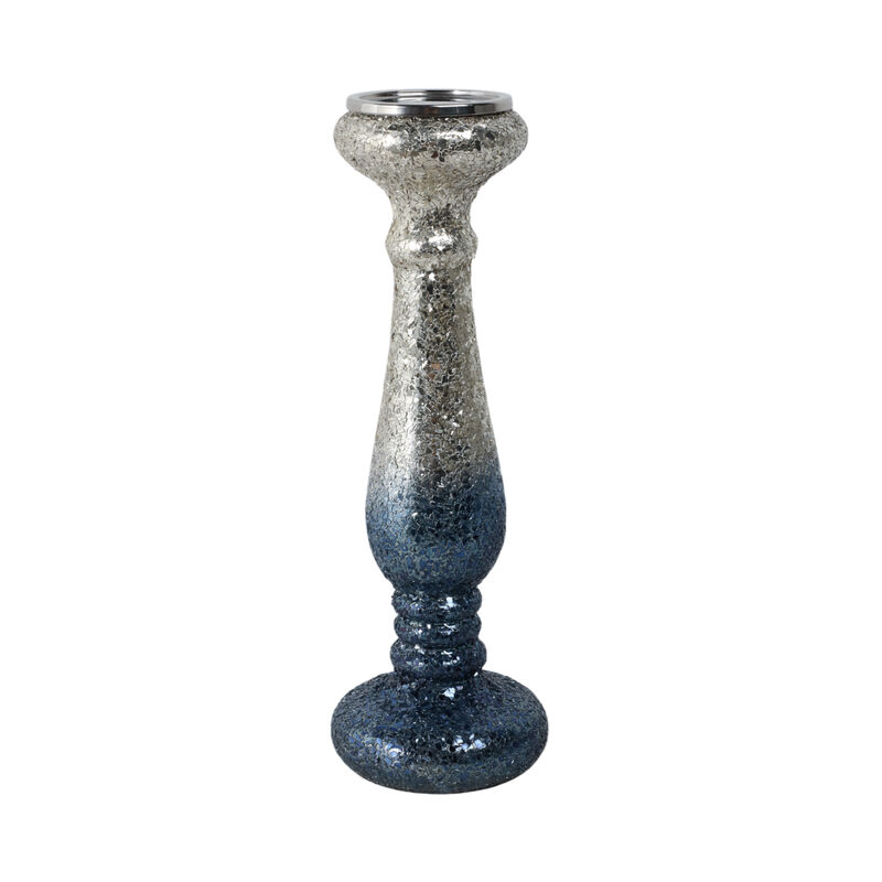 Silver Blue Crackled Candle image number 3