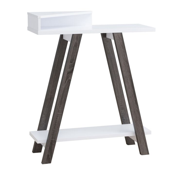 Baki 38 Inch Modern Wood Side Console Table, Corner Compartment, White
