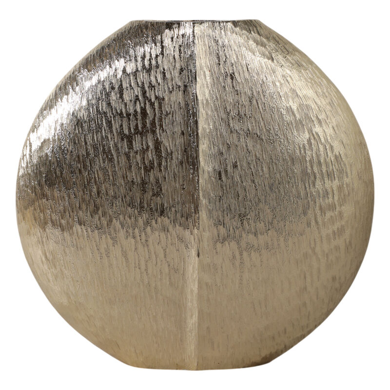 14x14" Modern Round Metal Vase, Gold image number 3