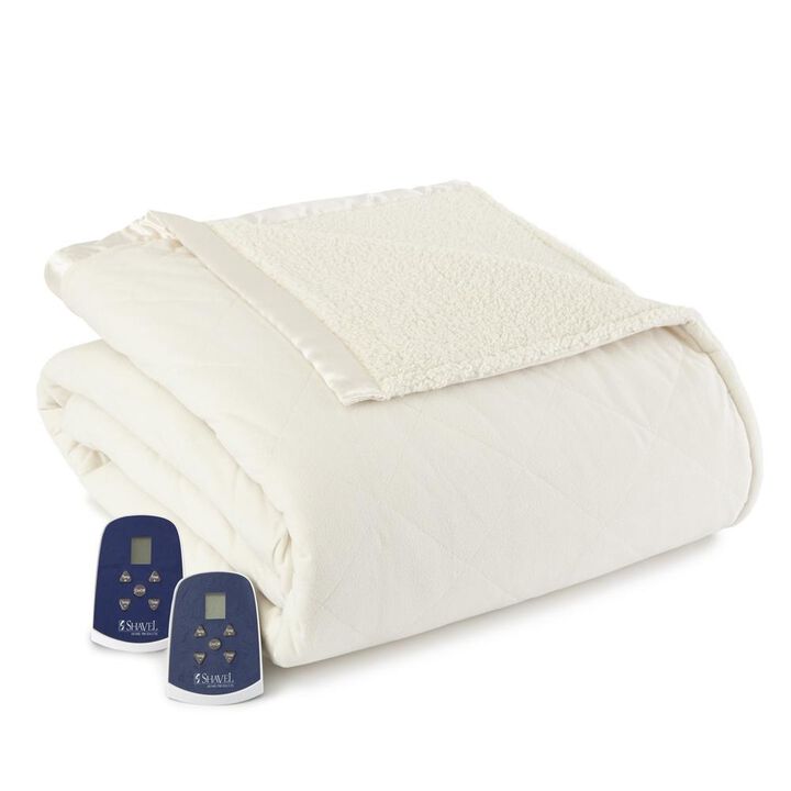 Shavel Micro Flannel Heating Technology Luxuriously Soft Stripe Sherpa Electric Blanket - Twin 62x84" - Metro Stripe