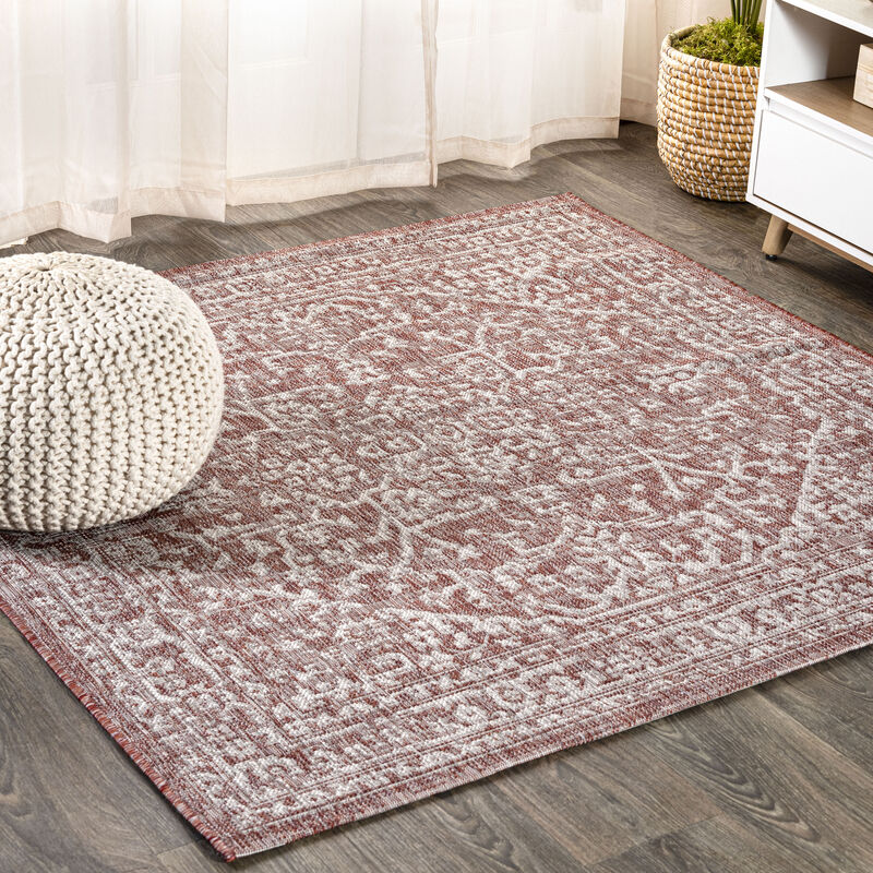 Malta Bohemian Medallion Textured Weave Square Indoor/Outdoor Area Rug
